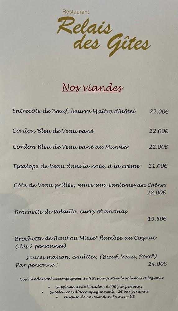 Restaurant Le Relais des Gîtes - Menu Image 2
